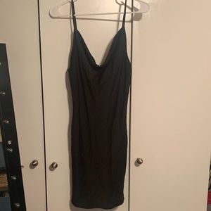 Cowl neck mini satin dress